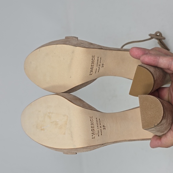 L'Agence Ankle Strap 105mm Platform Heel Nude Suede Size 39 - Picture 5 of 6